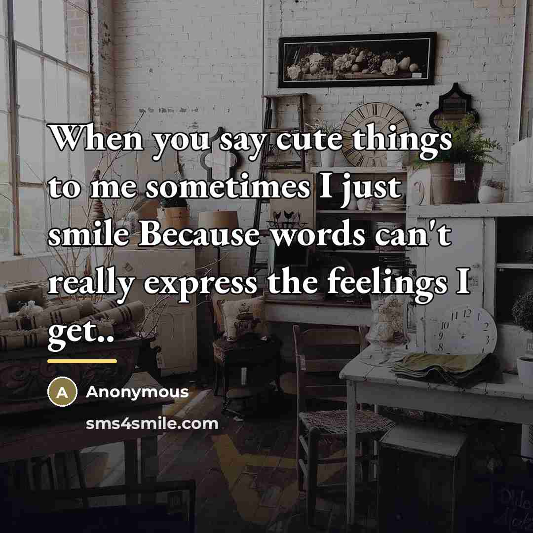 “When you say cute things to me sometimes I just…” quote by Anonymous