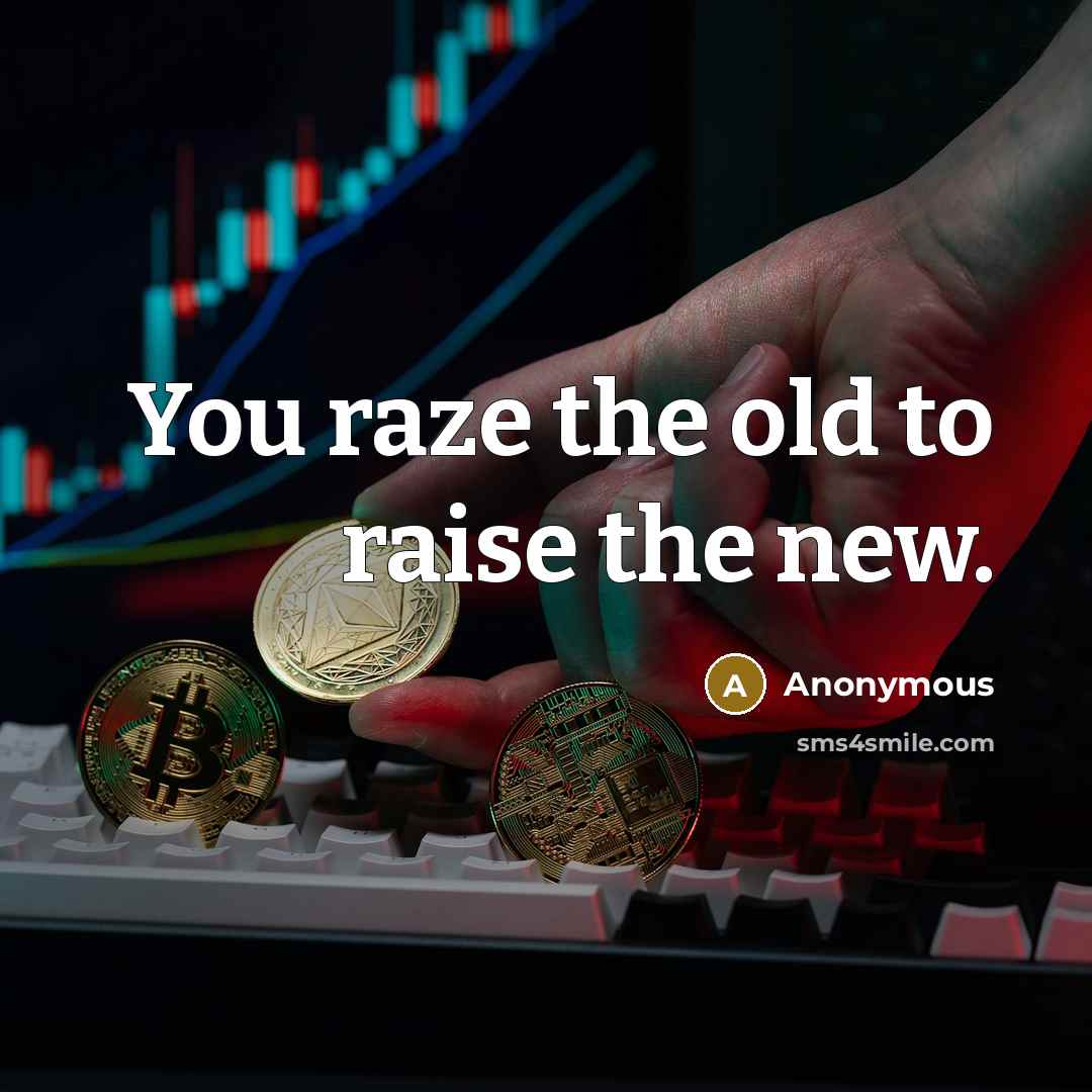 “You raze the old to raise the new.…” quote by Anonymous