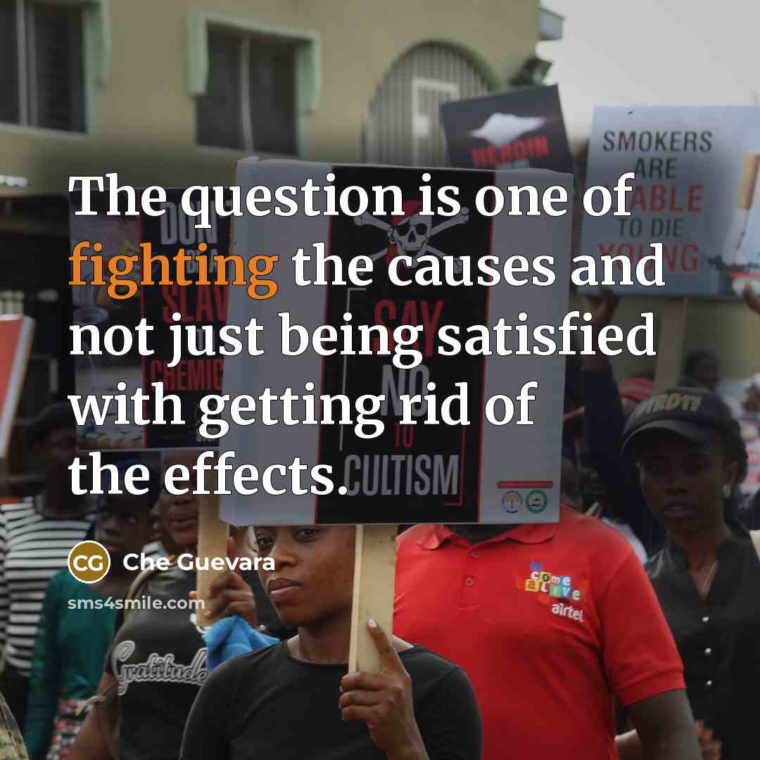 “The question is one of fighting the causes and not…” quote by Che Guevara