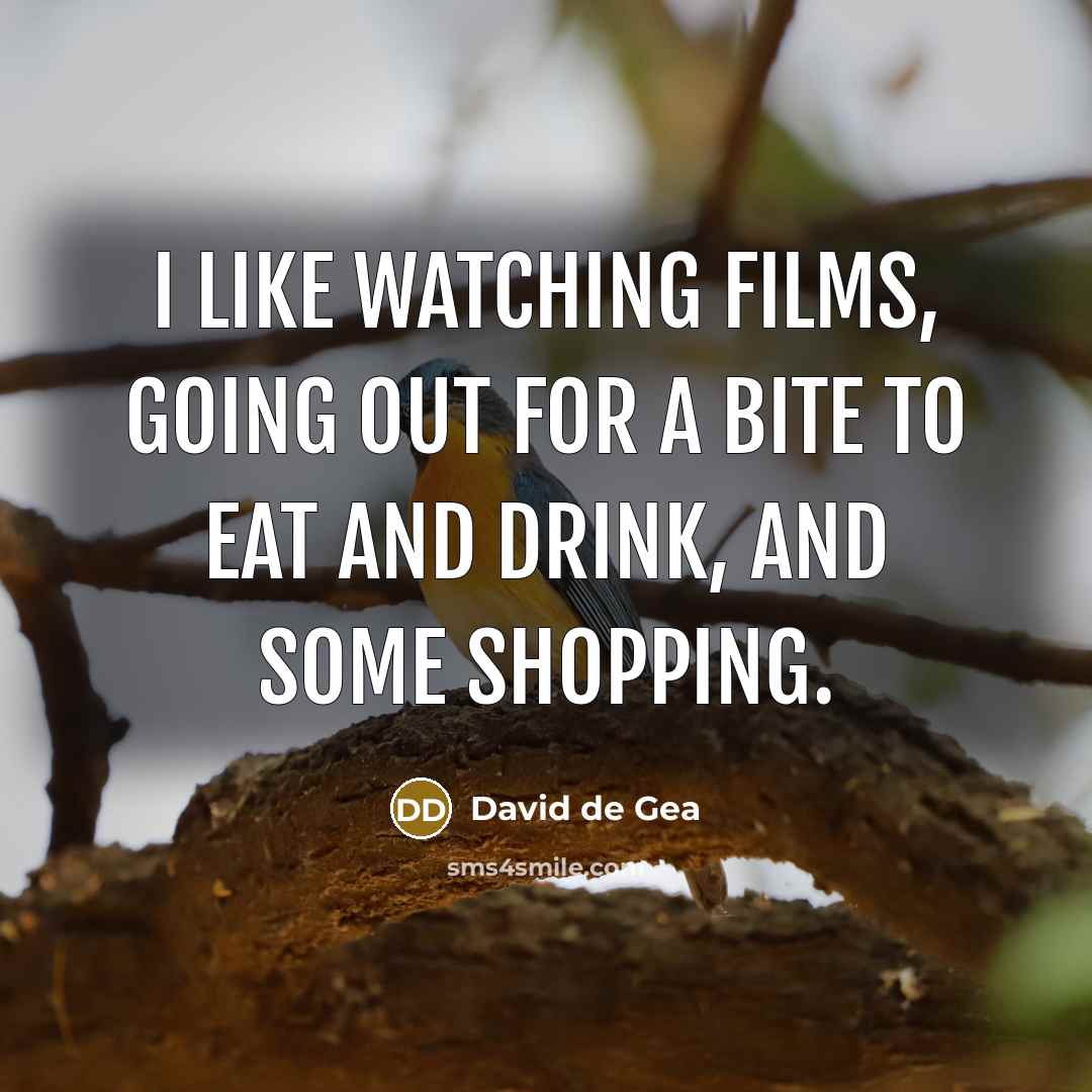 “I like watching films, going out for a bite to…” quote by David de Gea