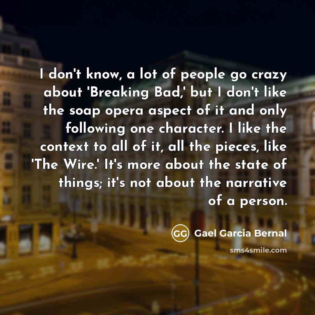 “I don't know, a lot of people go crazy about…” quote by Gael Garcia Bernal