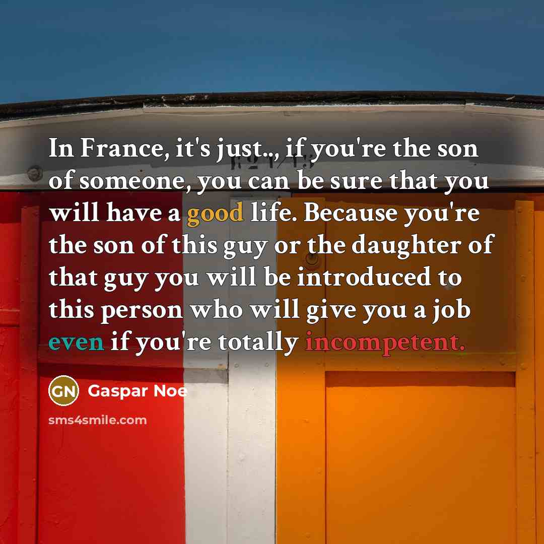 “In France, it's just.., if you're the son of someone,…” quote by Gaspar Noe