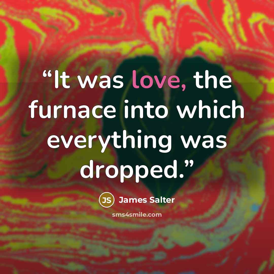 “It was love, the furnace into which everything was dropped.” quote by James Salter