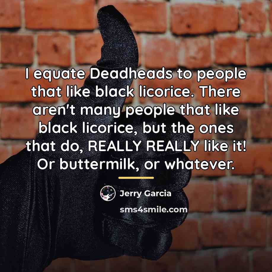 “I equate Deadheads to people that like black licorice. There…” quote by Jerry Garcia