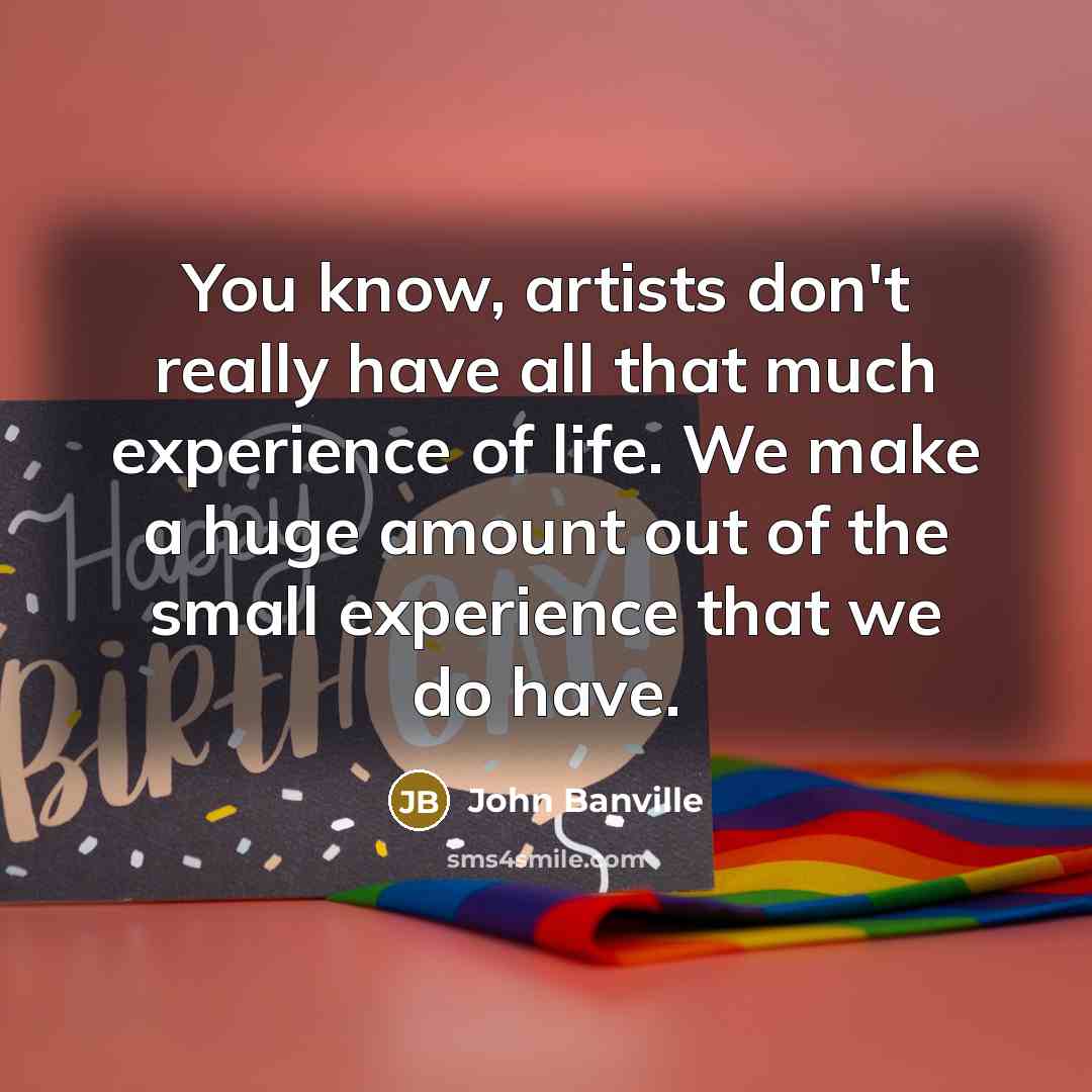“You know, artists don't really have all that much experience…” quote by John Banville