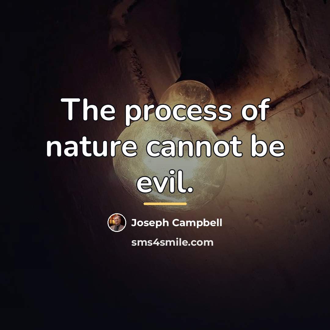 “The process of nature cannot be evil.…” quote by Joseph Campbell