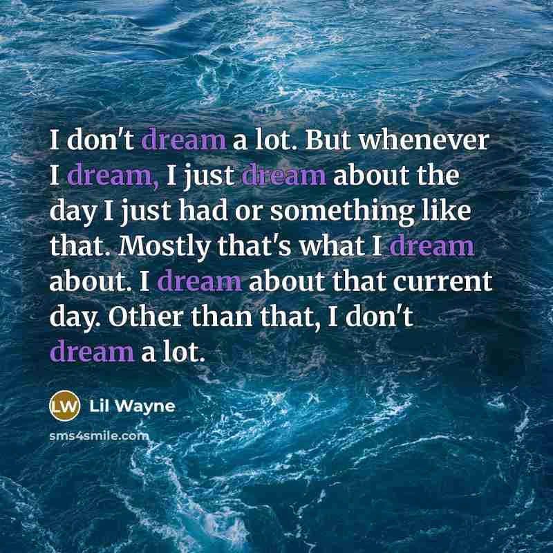 “I don't dream a lot. But whenever I dream, I…” quote by Lil Wayne
