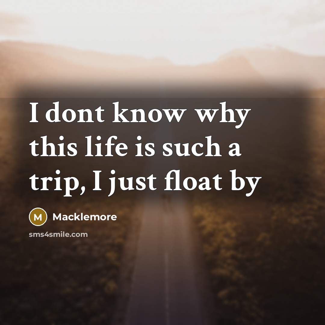 “I dont know why this life is such a trip,…” quote by Macklemore