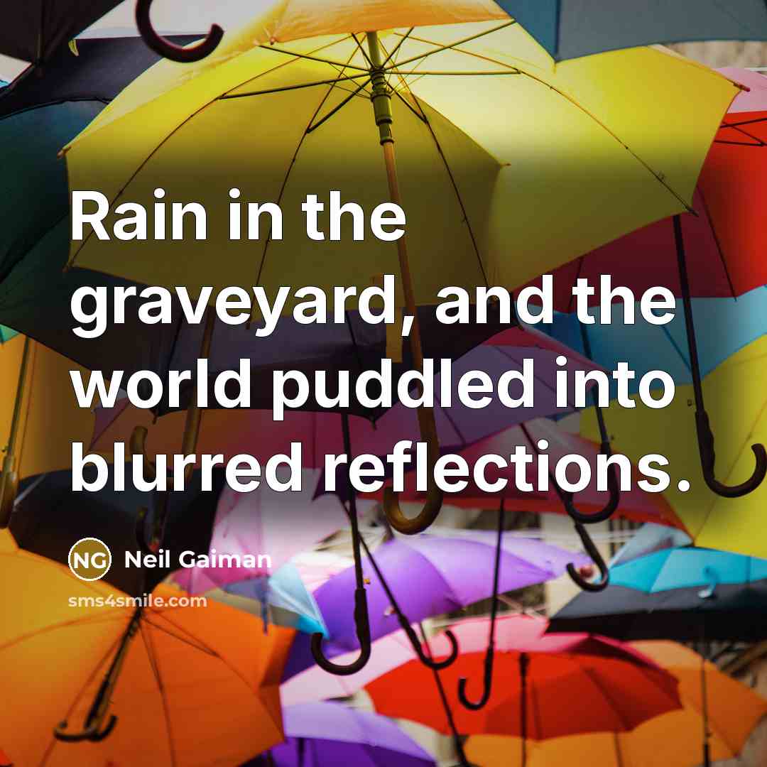 “Rain in the graveyard, and the world puddled into blurred…” quote by Neil Gaiman
