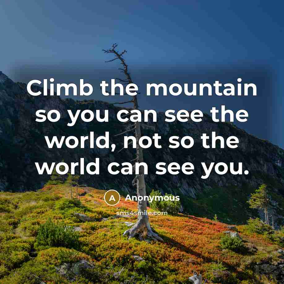 “Climb the mountain so you can see the world, not…” quote by Anonymous