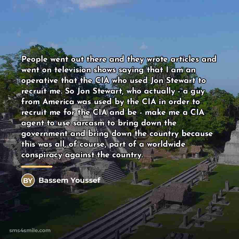 “People went out there and they wrote articles and went…” quote by Bassem Youssef