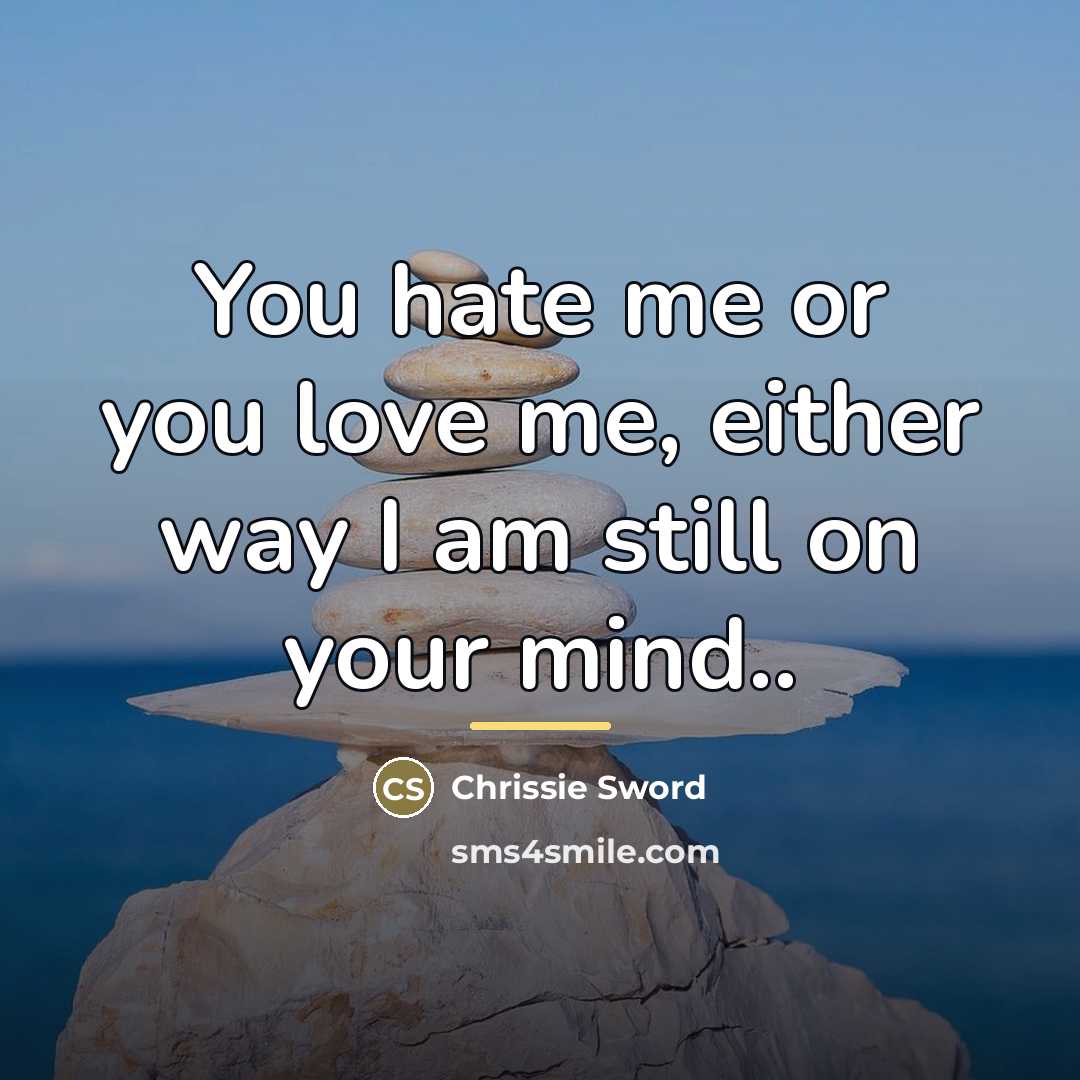 “You hate me or you love me, either way I…” quote by Chrissie Sword