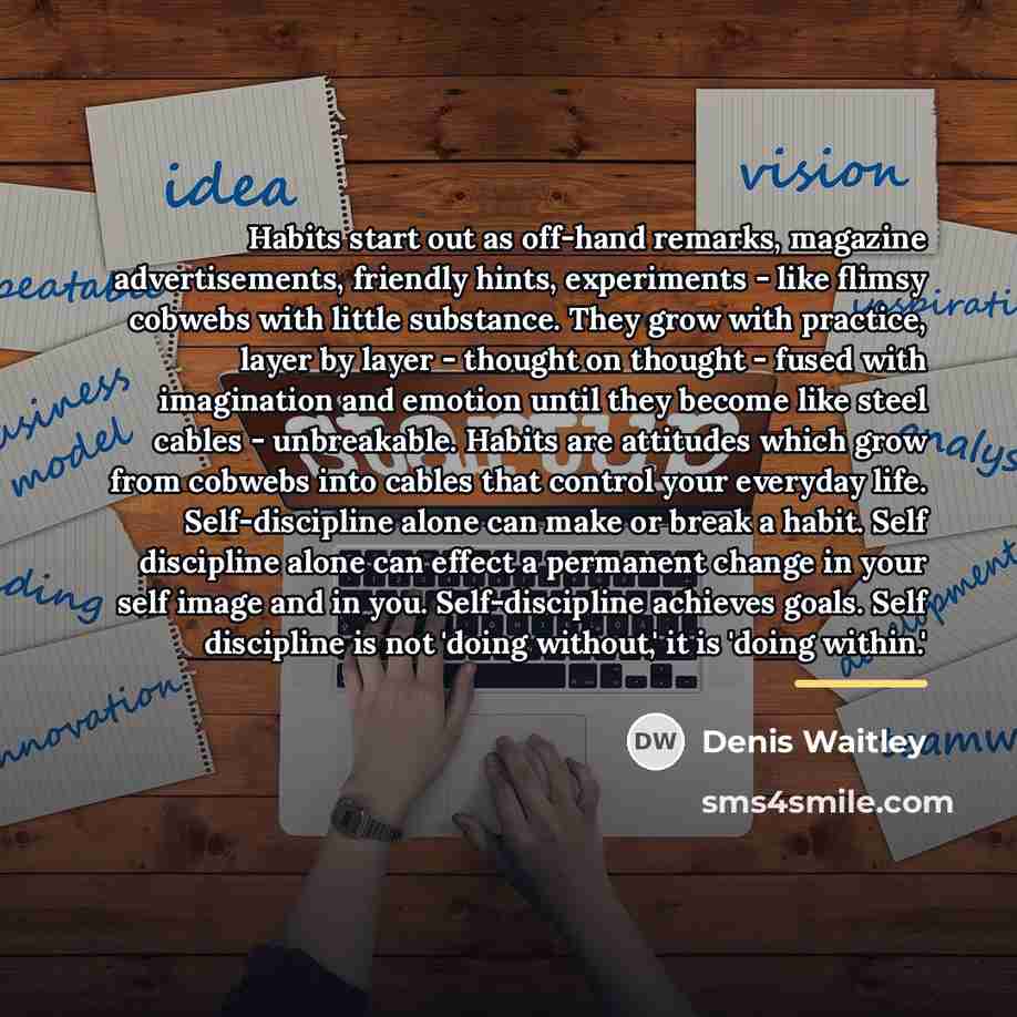 “Habits start out as off-hand remarks, magazine advertisements, friendly hints,…” quote by Denis Waitley