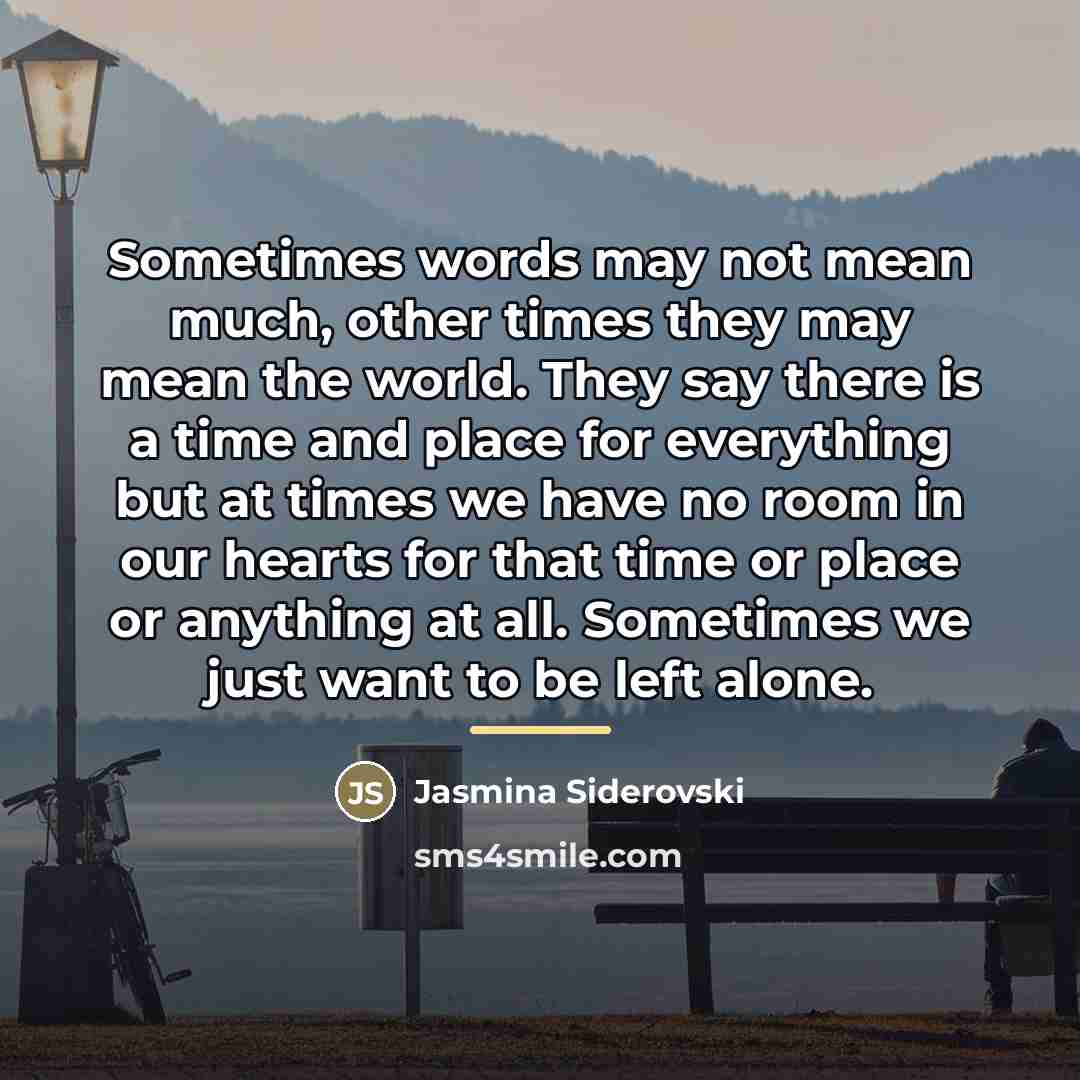 “Sometimes words may not mean much, other times they may…” quote by Jasmina Siderovski