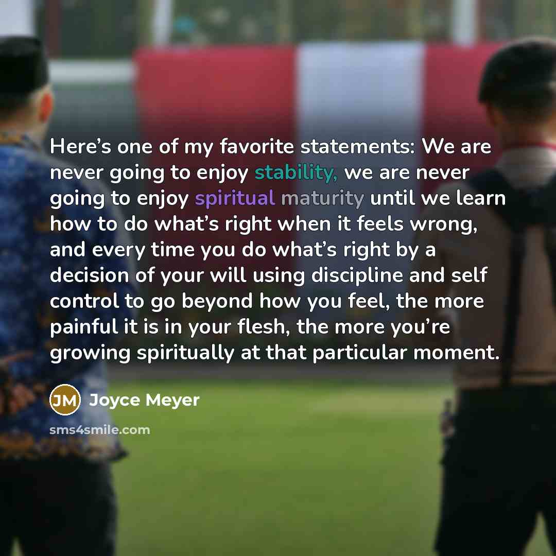 “Here’s one of my favorite statements: We are never going…” quote by Joyce Meyer