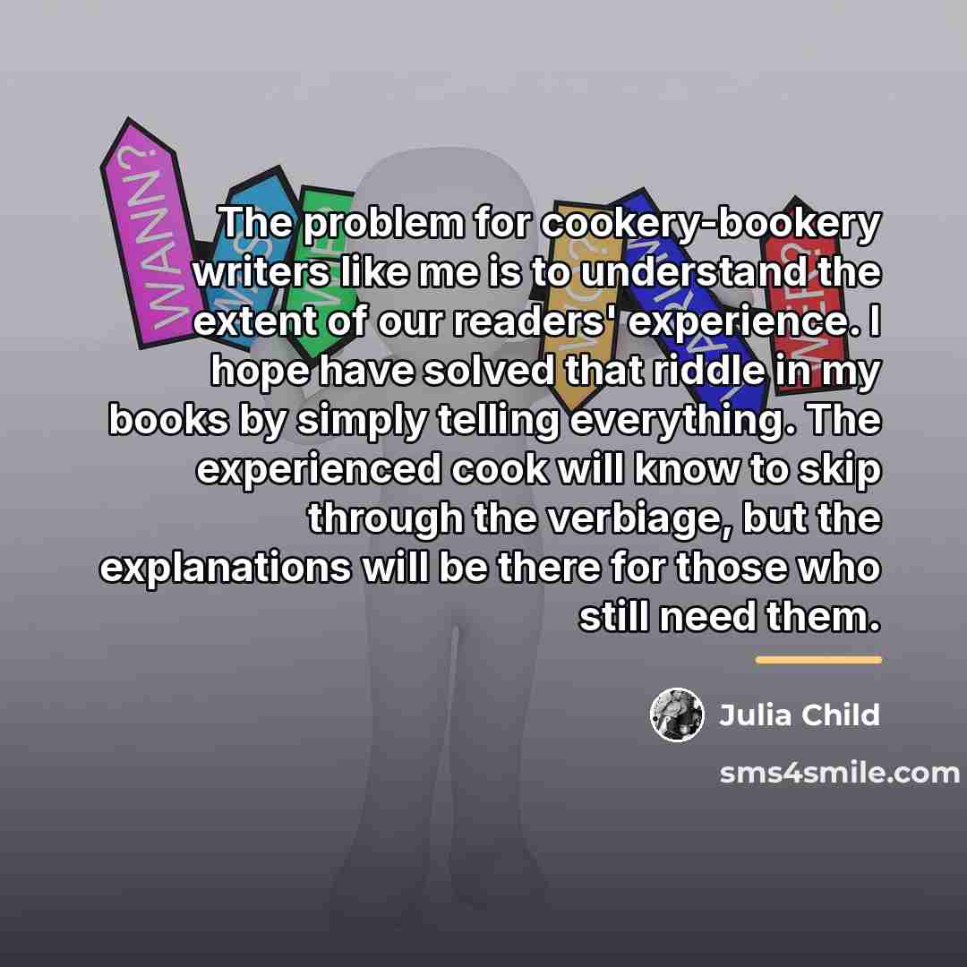 “The problem for cookery-bookery writers like me is to understand…” quote by Julia Child
