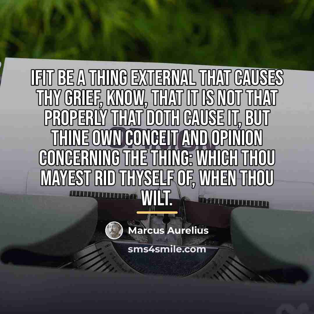 “Ifit be a thing external that causes thy grief, know,…” quote by Marcus Aurelius