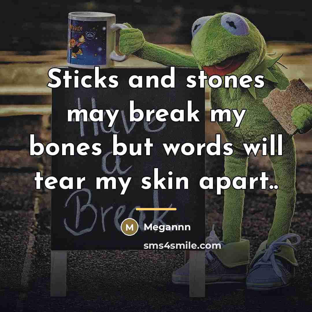“Sticks and stones may break my bones but words will…” quote by Megannn