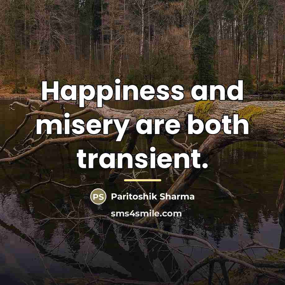 “Happiness and misery are both transient.…” quote by Paritoshik Sharma