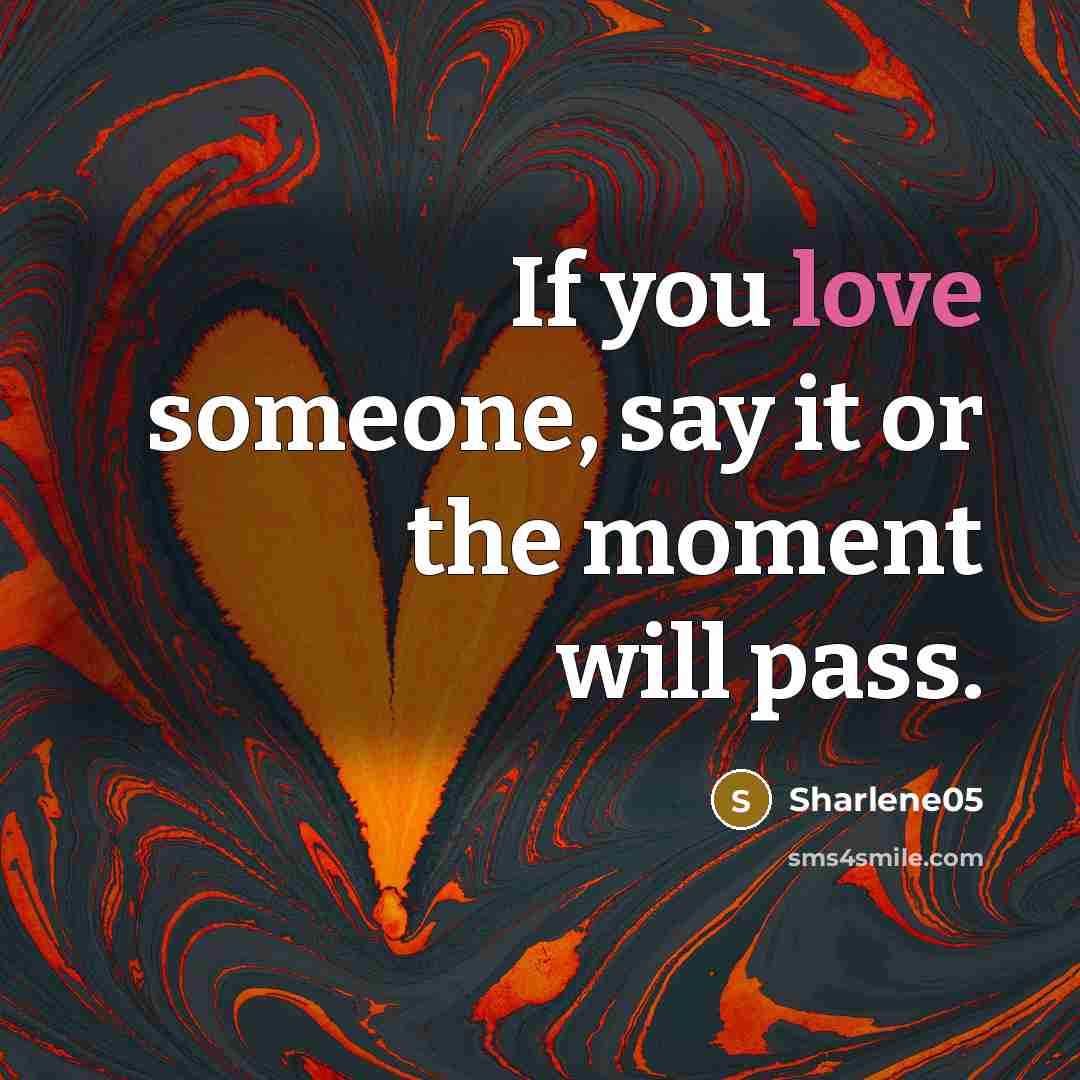 “If you love someone, say it or the moment will…” quote by Sharlene05