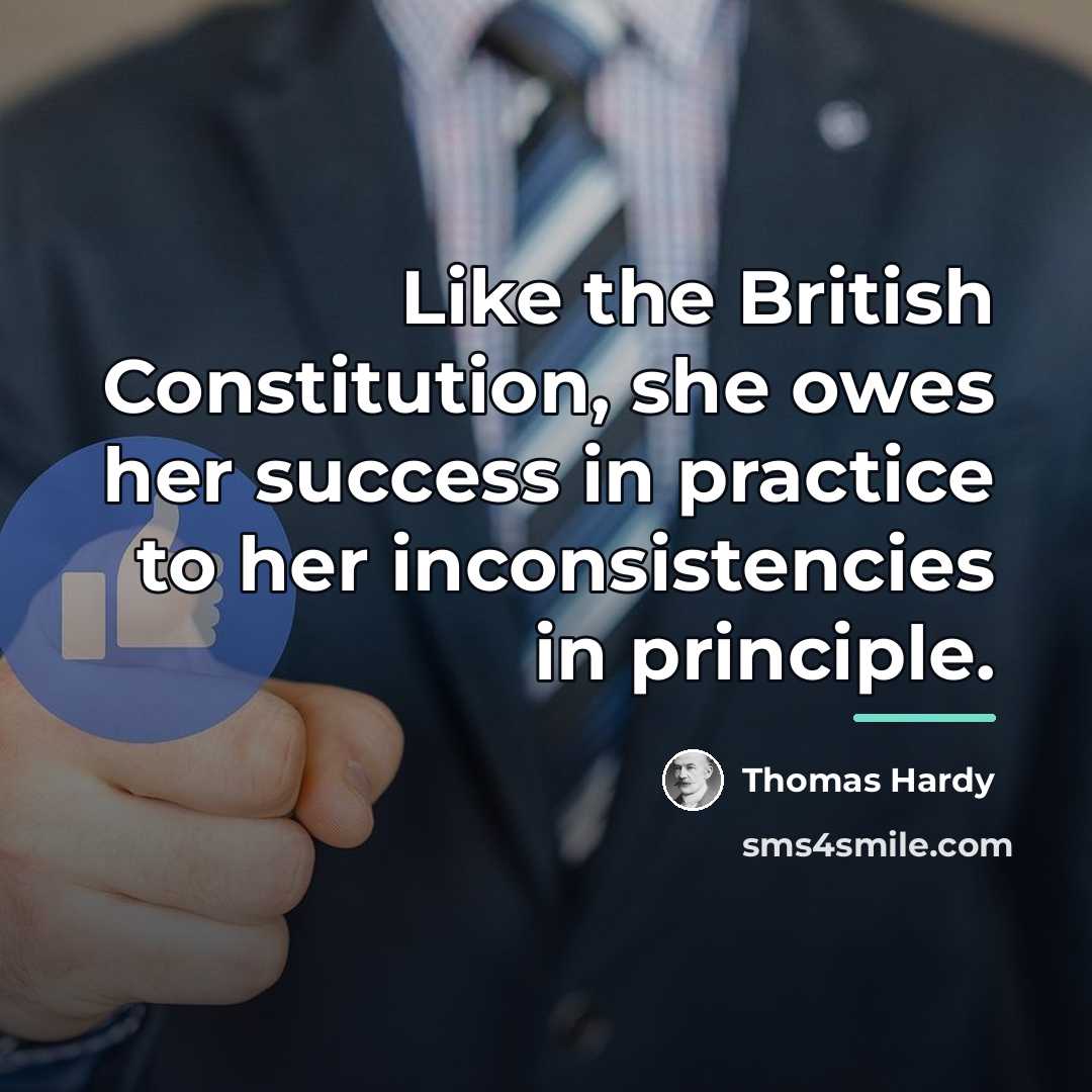 “Like the British Constitution, she owes her success in practice…” quote by Thomas Hardy