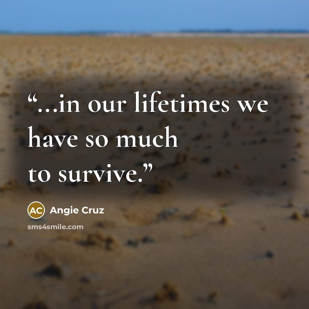 “...in our lifetimes we have so much to survive.” quote by Angie Cruz