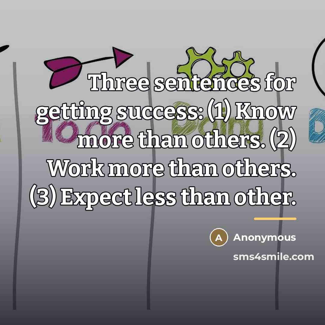 “Three sentences for getting success: (1) Know more than others.…” quote by Anonymous