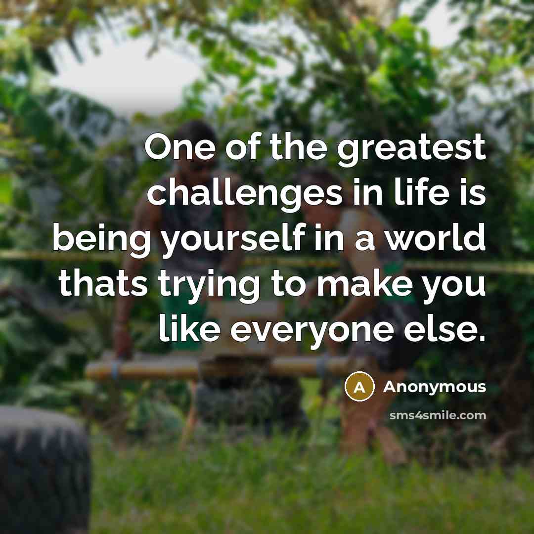 “One of the greatest challenges in life is being yourself…” quote by Anonymous
