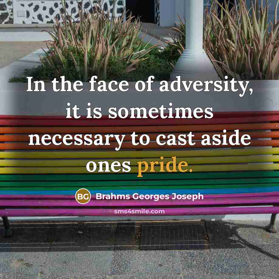 “In the face of adversity, it is sometimes necessary to cast aside ones pride.” quote by Brahms Georges Joseph