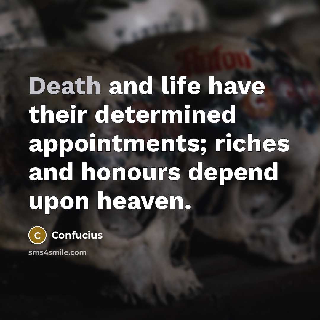 “Death and life have their determined appointments; riches and honours…” quote by Confucius