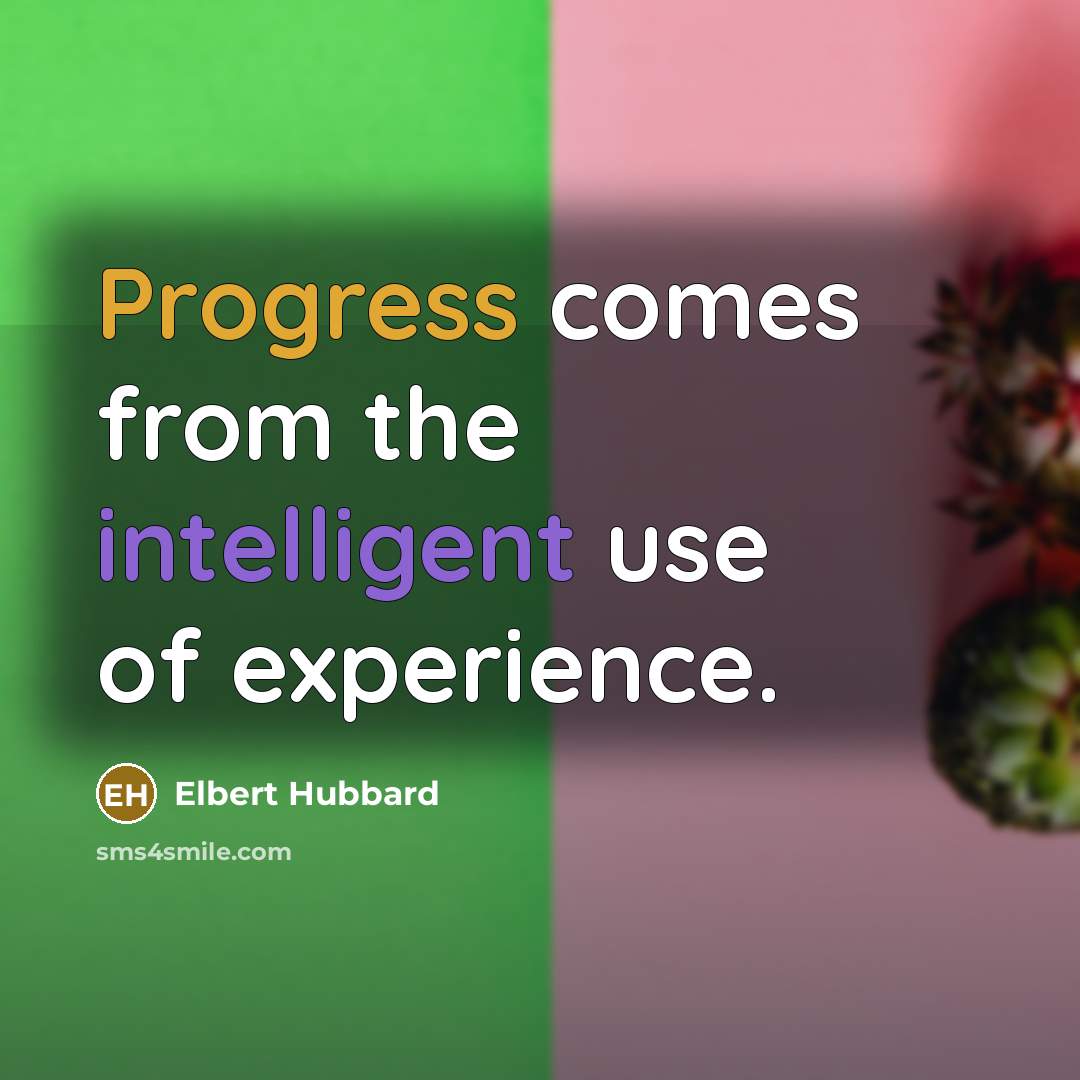 “Progress comes from the intelligent use of experience.” quote by Elbert Hubbard