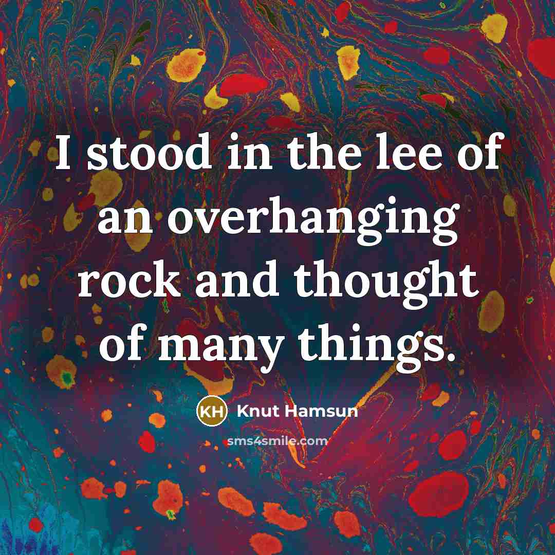 “I stood in the lee of an overhanging rock and…” quote by Knut Hamsun