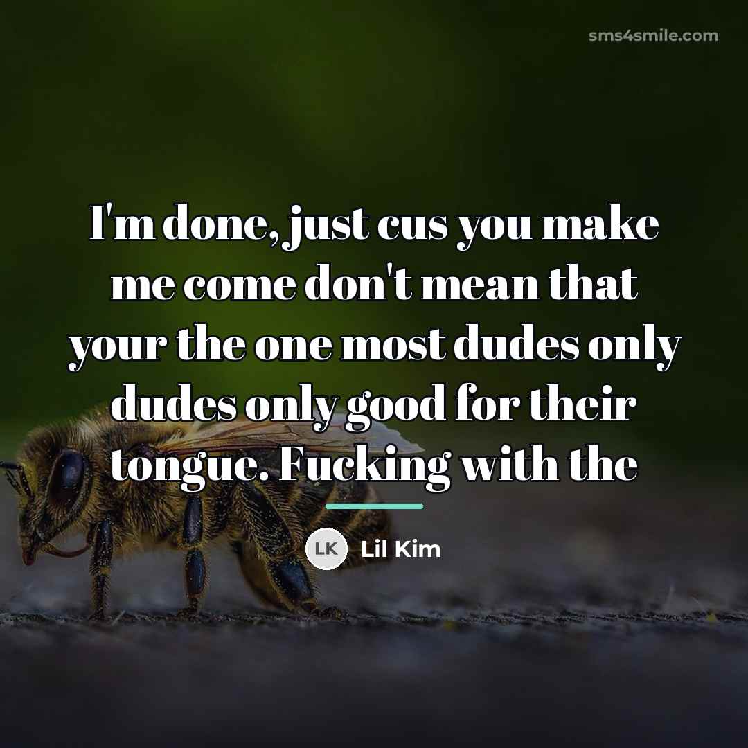 “I'm done, just cus you make me come don't mean…” quote by Lil Kim