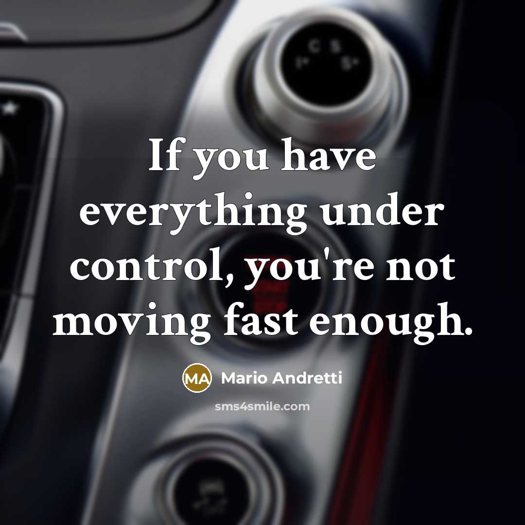 “If you have everything under control, you're not moving fast…” quote by Mario Andretti