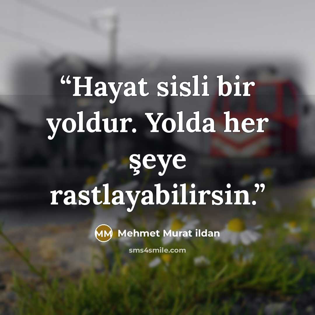 “Hayat sisli bir yoldur. Yolda her şeye rastlayabilirsin.” quote by Mehmet Murat ildan