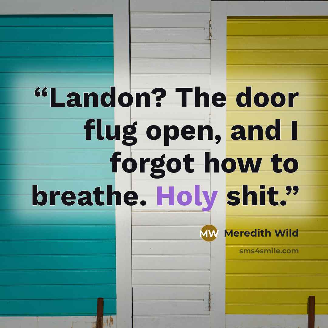 “Landon? The door flug open, and I forgot how to breathe. Holy shit.” quote by Meredith Wild