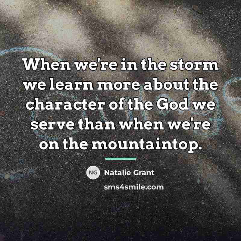 “When we're in the storm we learn more about the…” quote by Natalie Grant