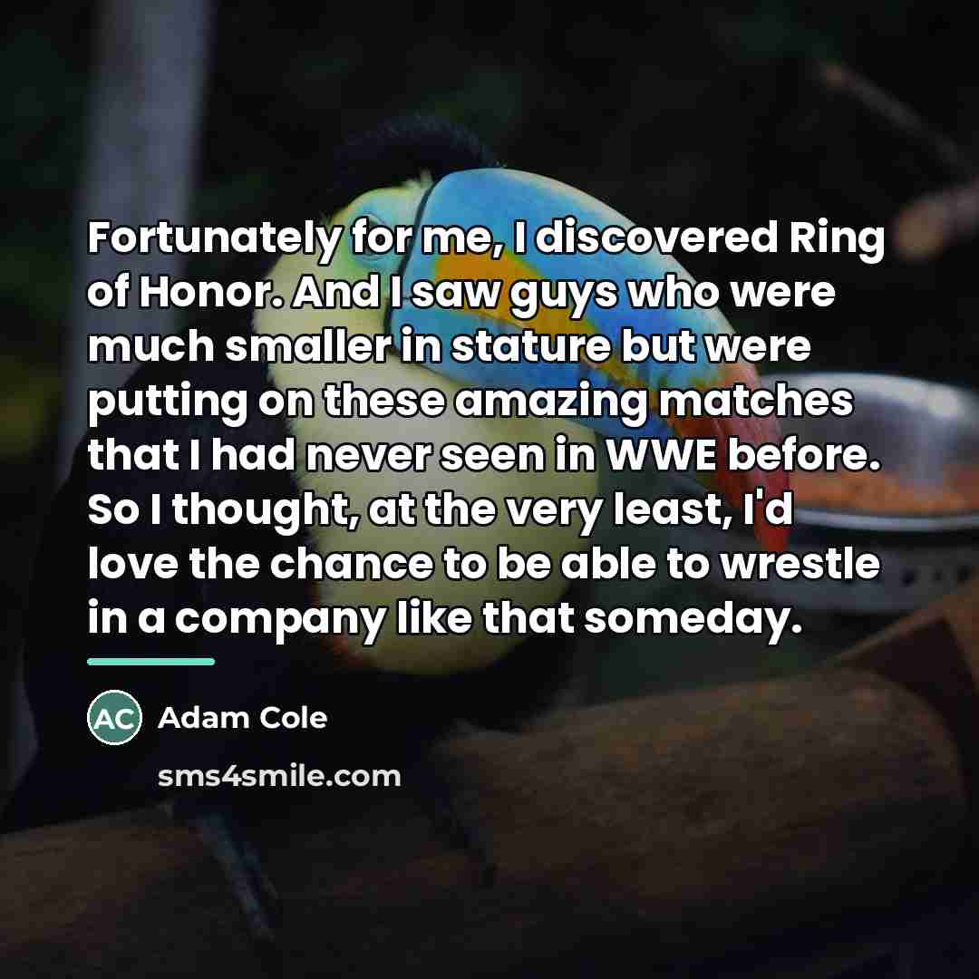 “Fortunately for me, I discovered Ring of Honor. And I…” quote by Adam Cole