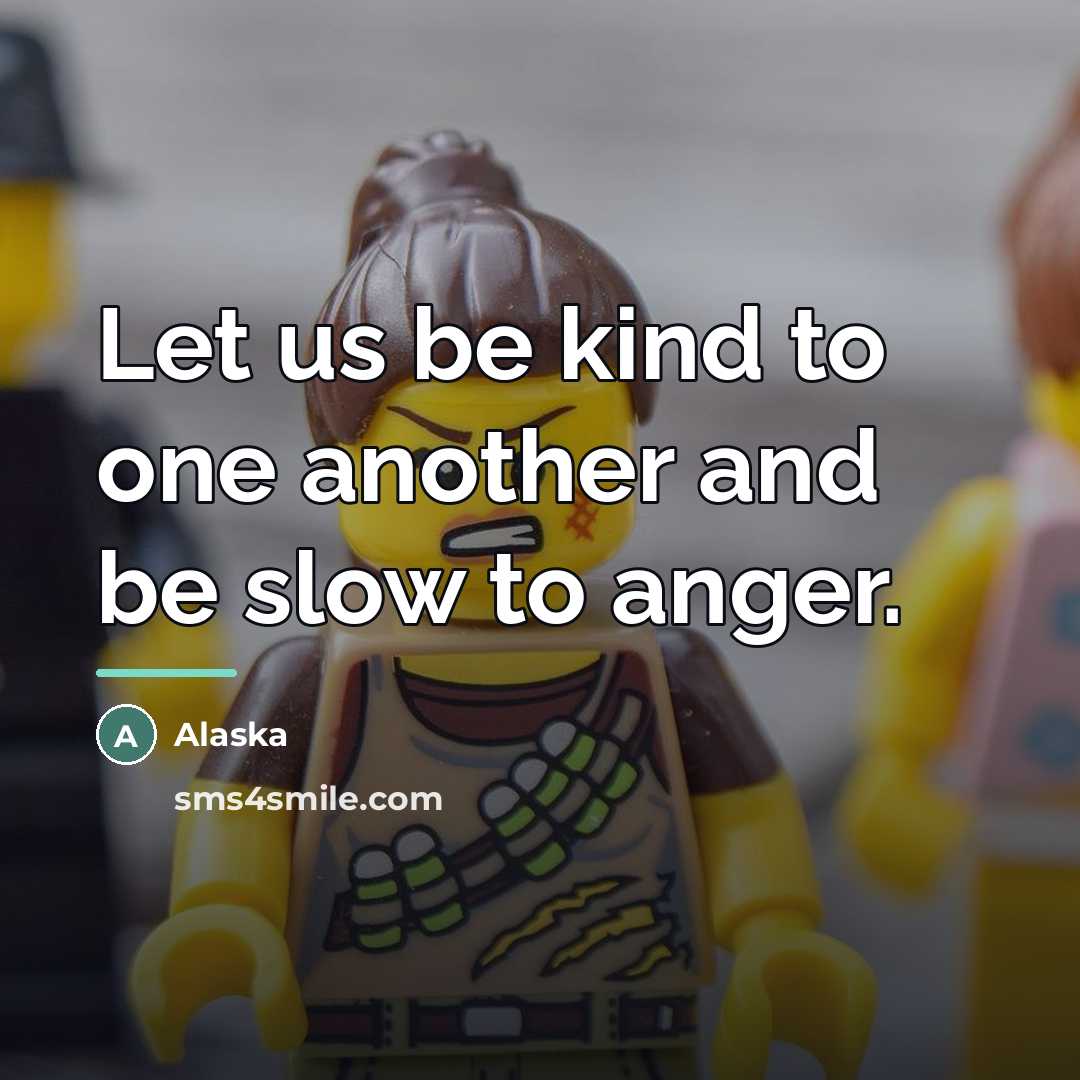 “Let us be kind to one another and be slow…” quote by Alaska