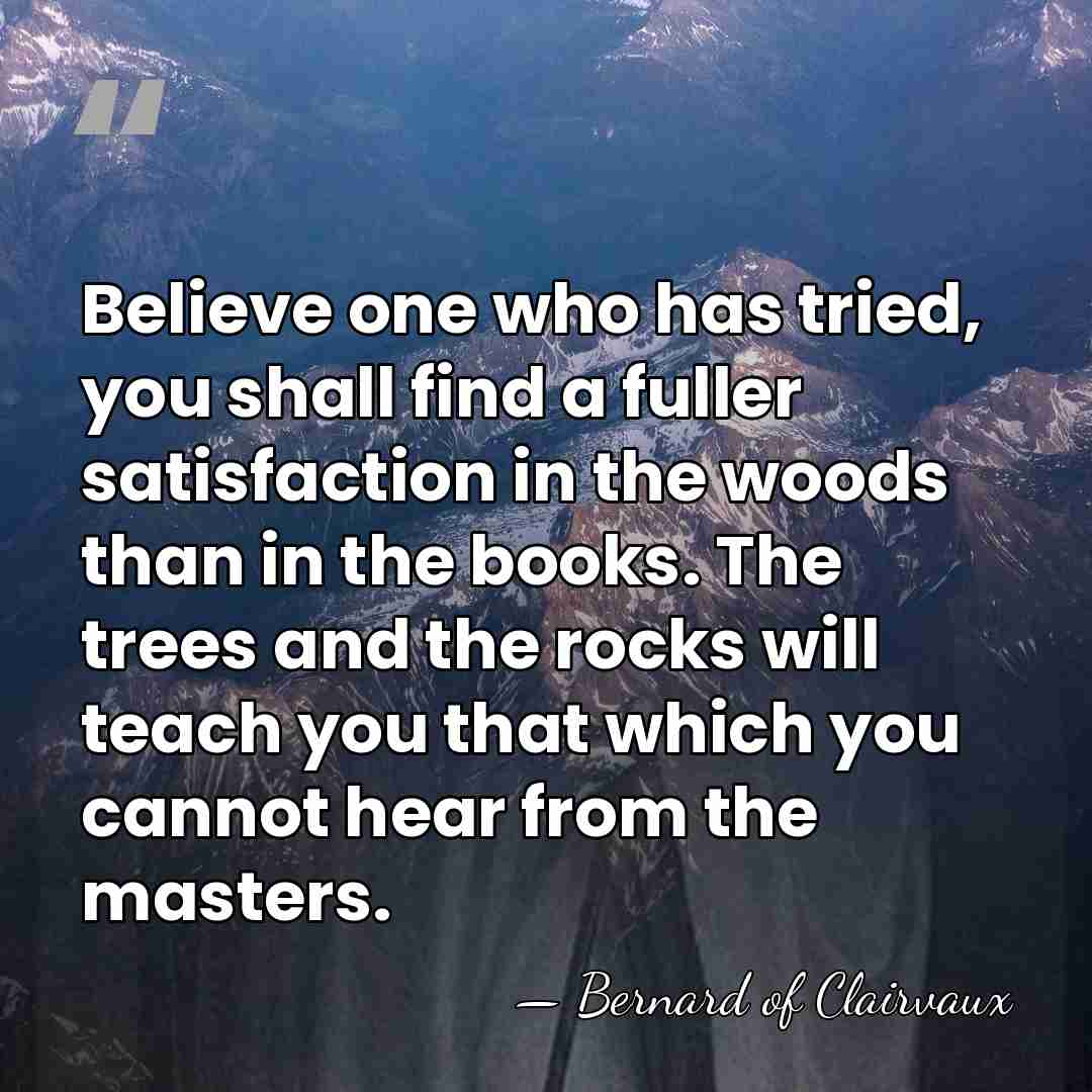 Believe one who has tried, you shall find a fuller satisfaction in&hellip; - Bernard of Clairvaux