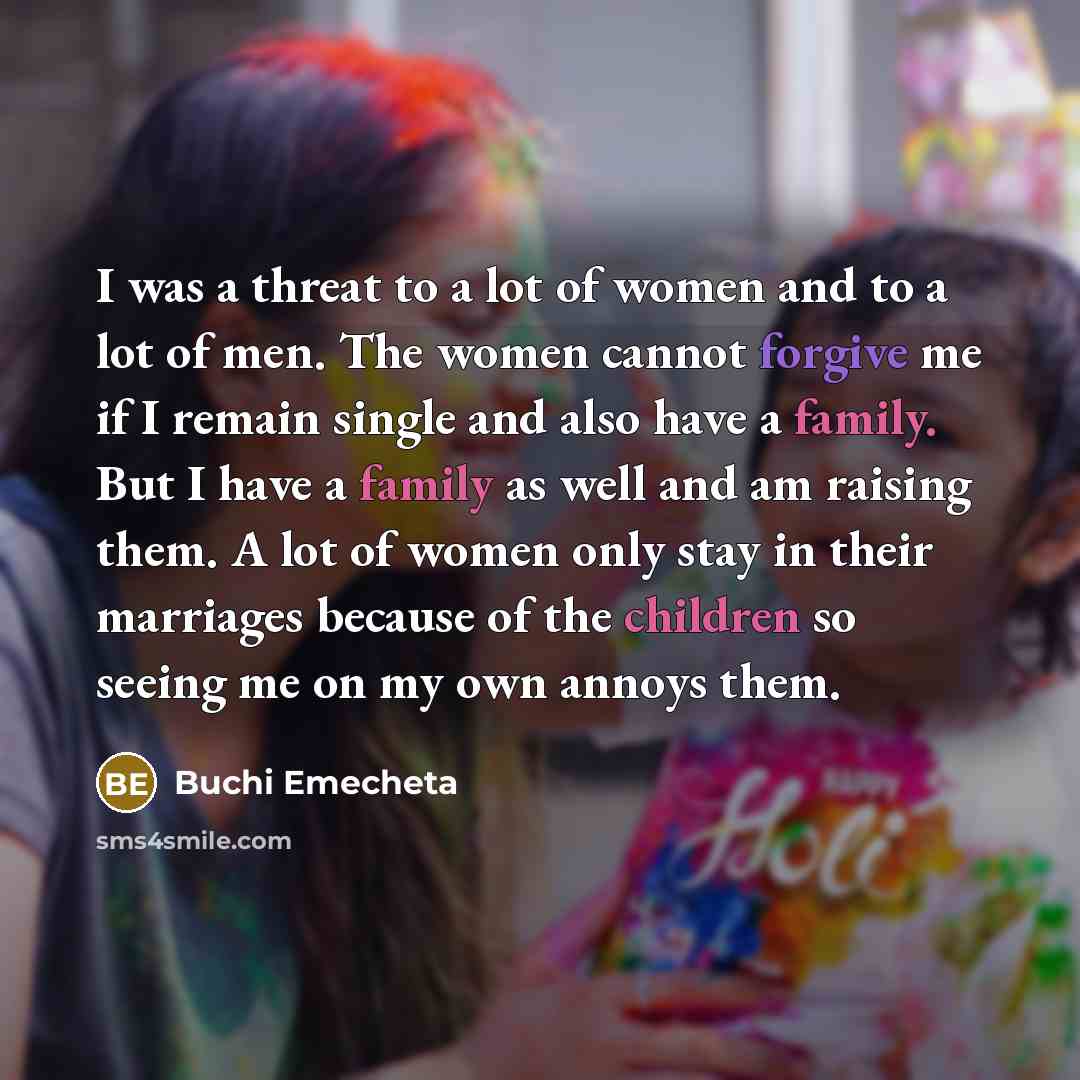 “I was a threat to a lot of women and…” quote by Buchi Emecheta