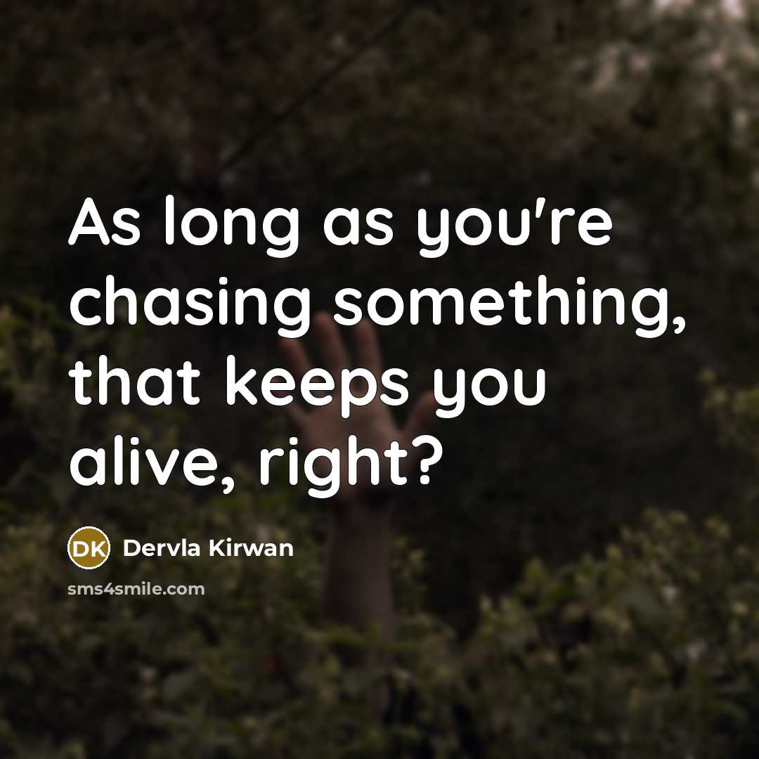 “As long as you're chasing something, that keeps you alive,…” quote by Dervla Kirwan