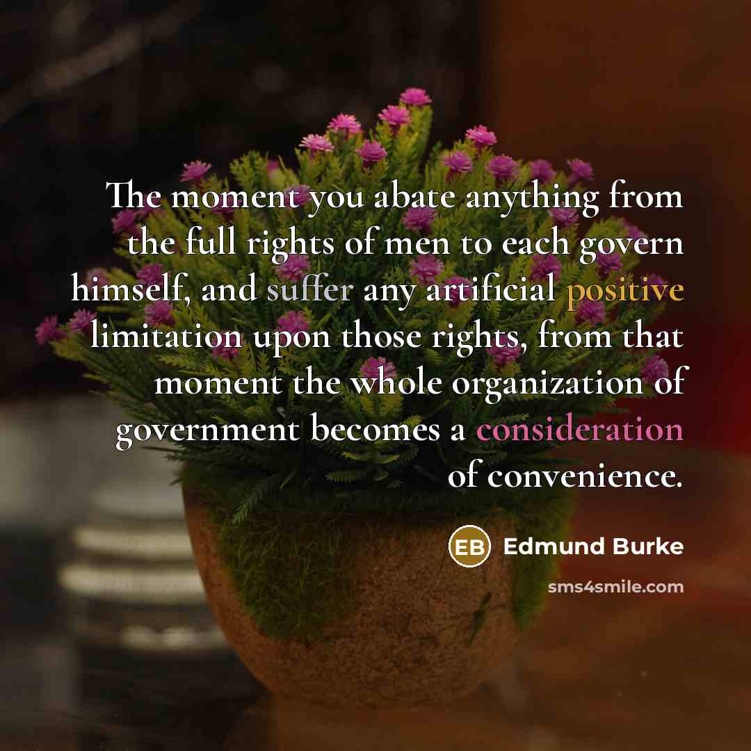 “The moment you abate anything from the full rights of…” quote by Edmund Burke