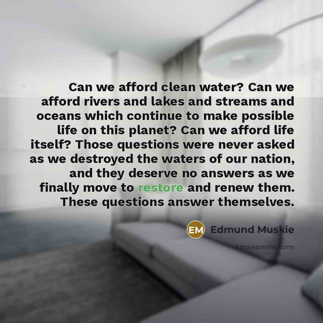 “Can we afford clean water? Can we afford rivers and…” quote by Edmund Muskie
