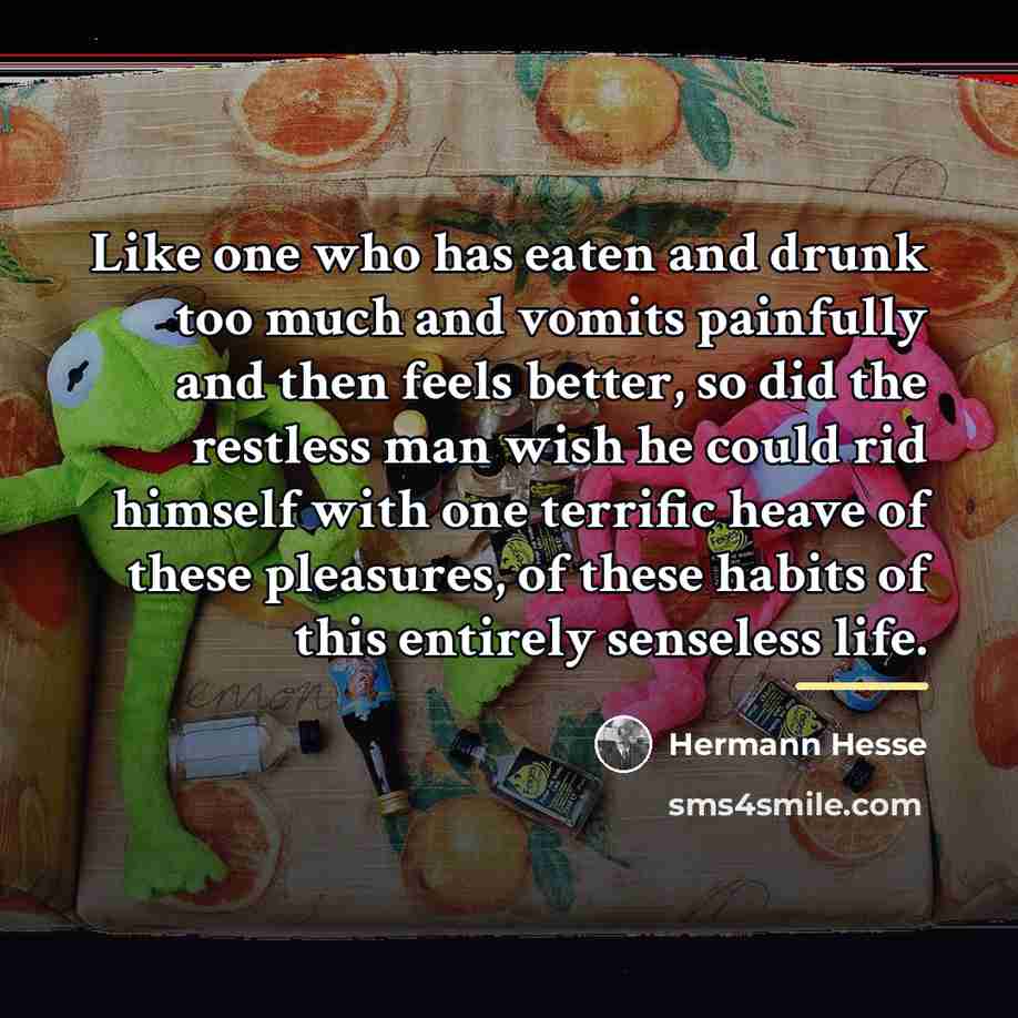 “Like one who has eaten and drunk too much and…” quote by Hermann Hesse