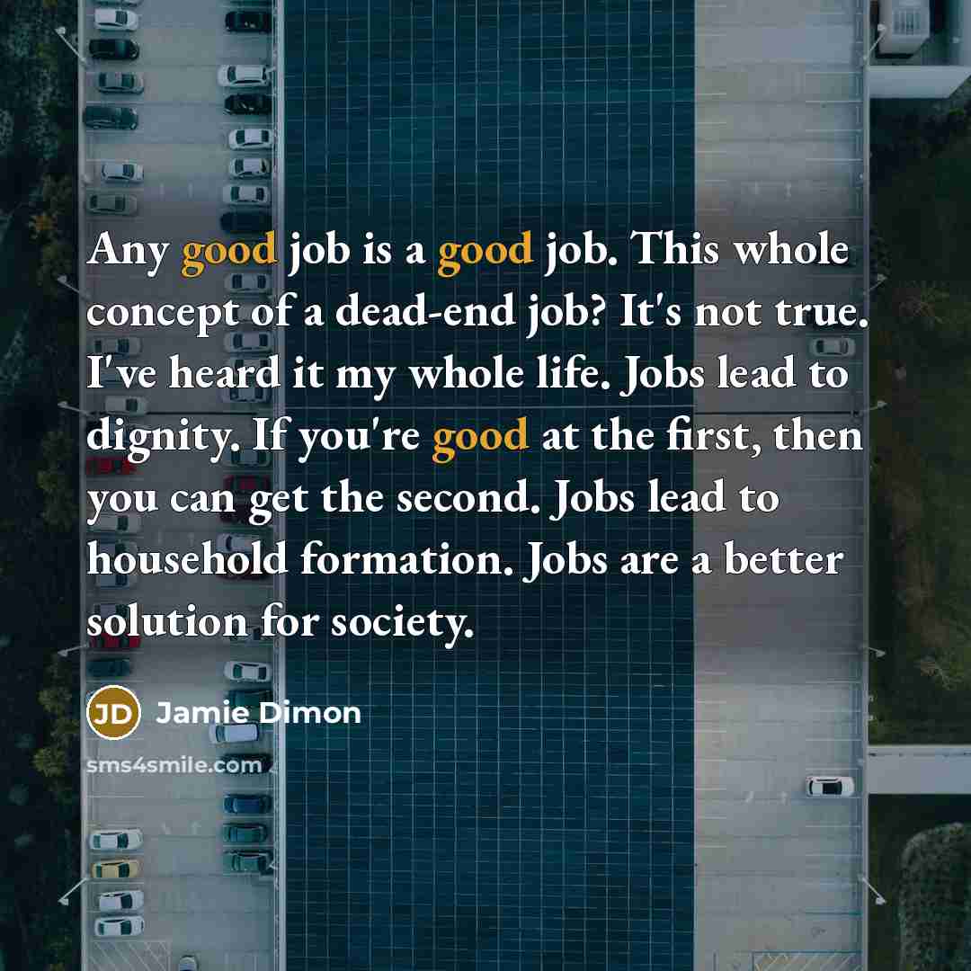 “Any good job is a good job. This whole concept…” quote by Jamie Dimon