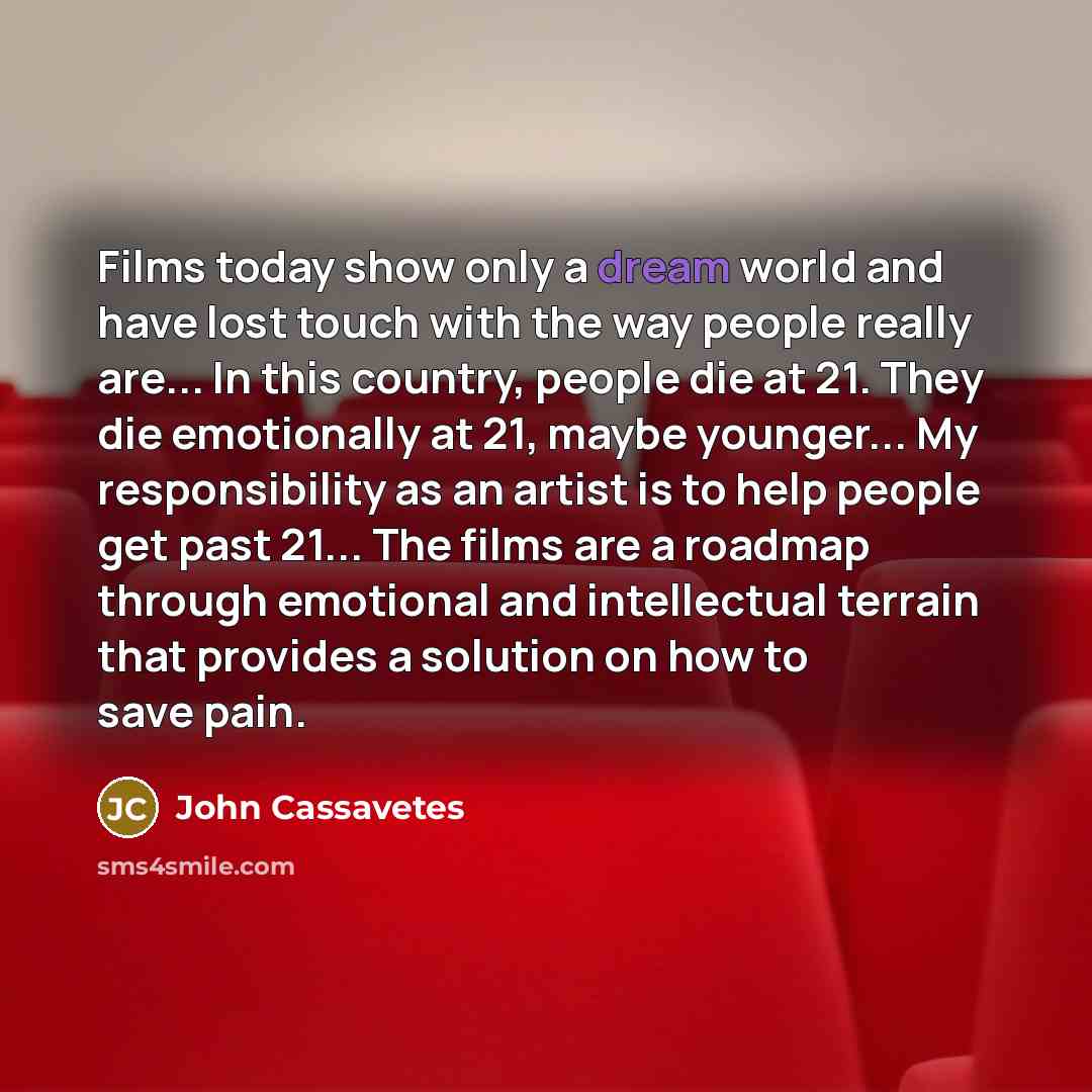 “Films today show only a dream world and have lost…” quote by John Cassavetes