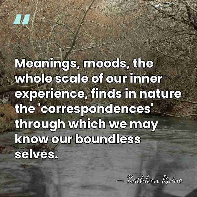 Meanings, moods, the whole scale of our inner experience, finds in nature&hellip; - Kathleen Raine
