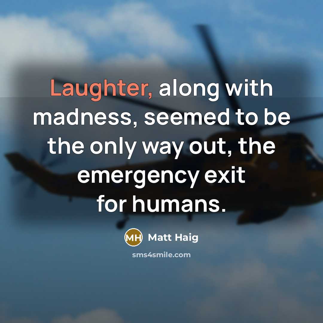 “Laughter, along with madness, seemed to be the only way…” quote by Matt Haig