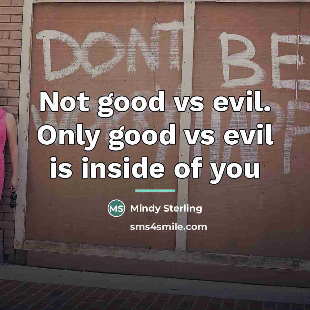 “Not good vs evil. Only good vs evil is inside…” quote by Mindy Sterling